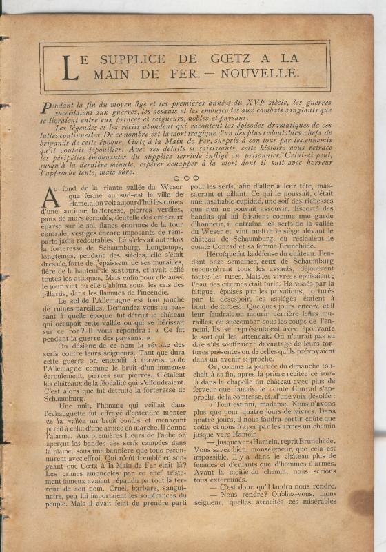 Le suplice de Goetz a la main de Fer, nouvelle