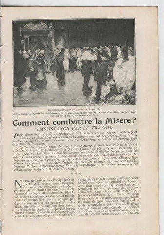 Comment combattre la Misere ? l,assistance par le travail