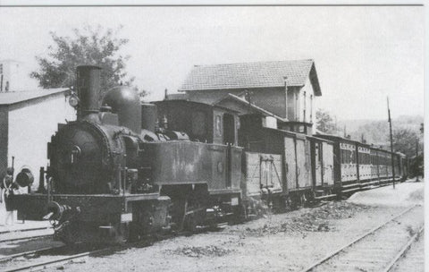 Postal 012650: Locomotoras OG-7 en la estacion de Angles, año 1961