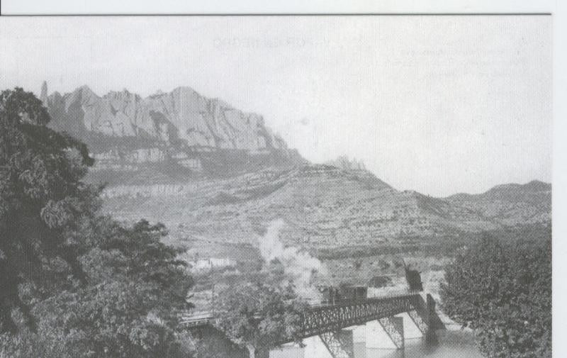 Postal 012694: Tren cremallera Montserrat cruzando puente sobre el rio llobregat