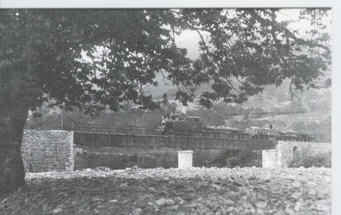 Postal 012796: Tren obrero en el Puente de Rabanal sobre rio Sil, año 1919