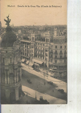 Postal 012931: Madrid, detalle de la gran via con conde de peñalver