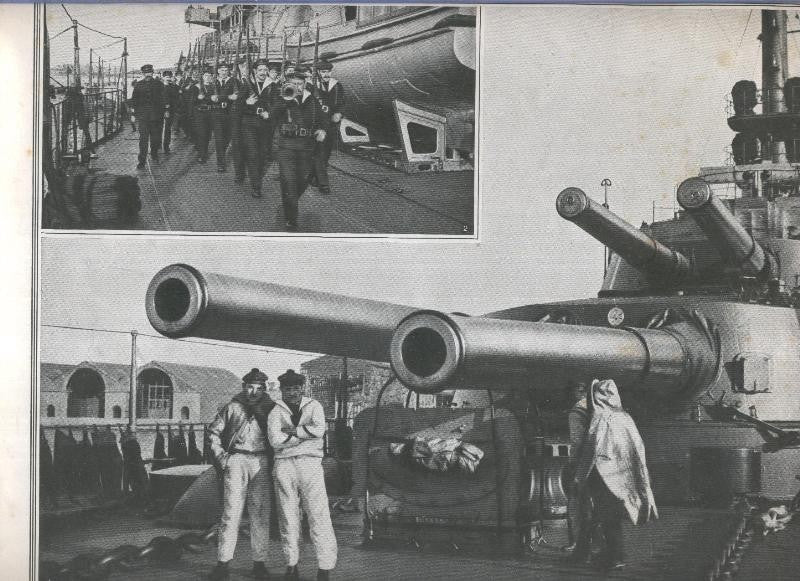 La marine de guerre: Desfile de la guardia para rendir honores, Piezas de 340