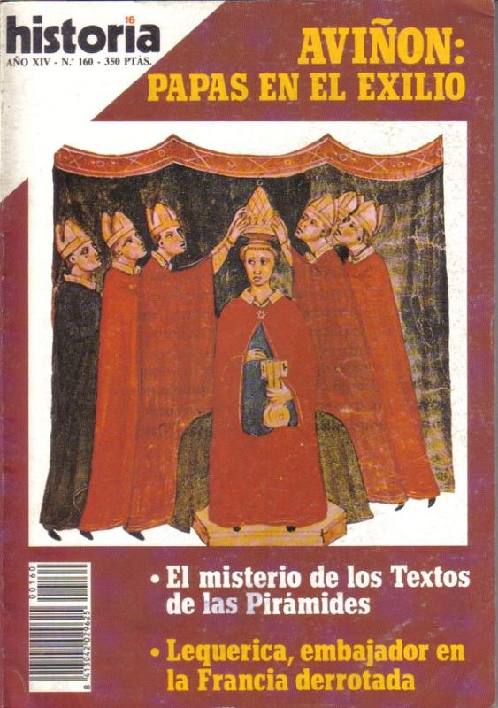 Historia 16 numero 160: Aviñon, papas en el exilio