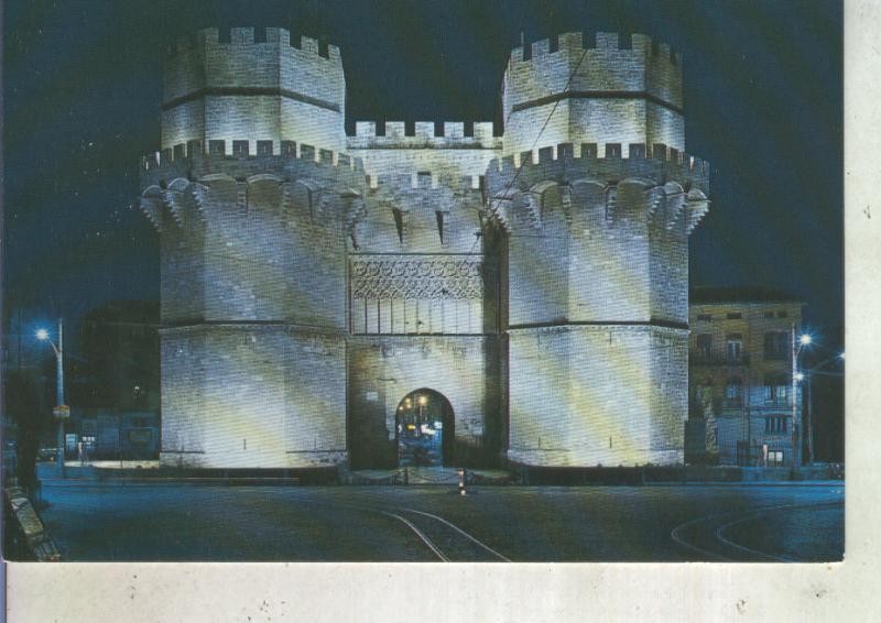 Postal 013595: Torres de Serrano iluminadas en Valencia