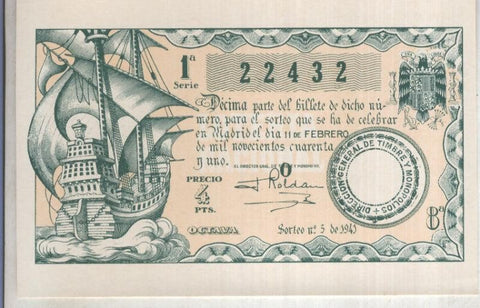 Postal 013678: Primer premio de la loteria nacional del 11.12.1941