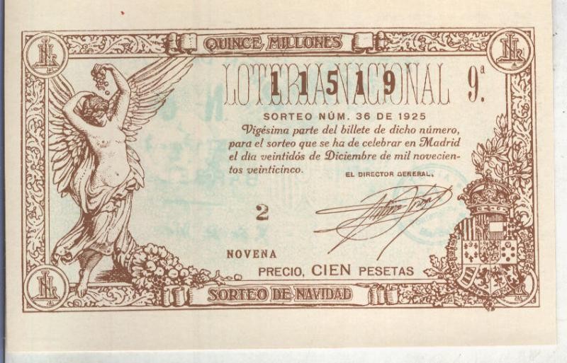 Postal 013685: Primer premio de la loteria nacional del 22.12.1925