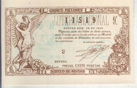 Postal 013685: Primer premio de la loteria nacional del 22.12.1925