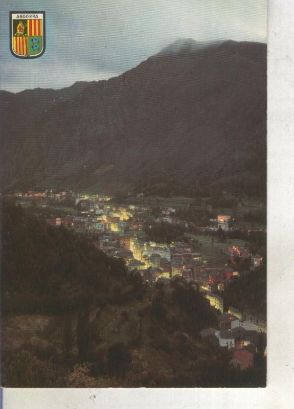 Postal 013856: Vista nocturna de Andolla la Vella y Les Escaldes
