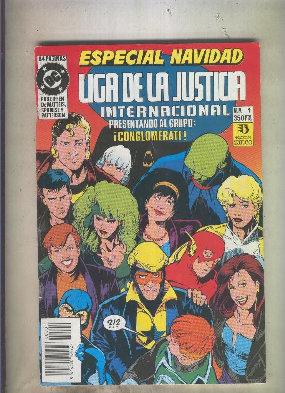 Liga de la Justicia America especial Navidad numero 1 (numerado 1 en trasera)