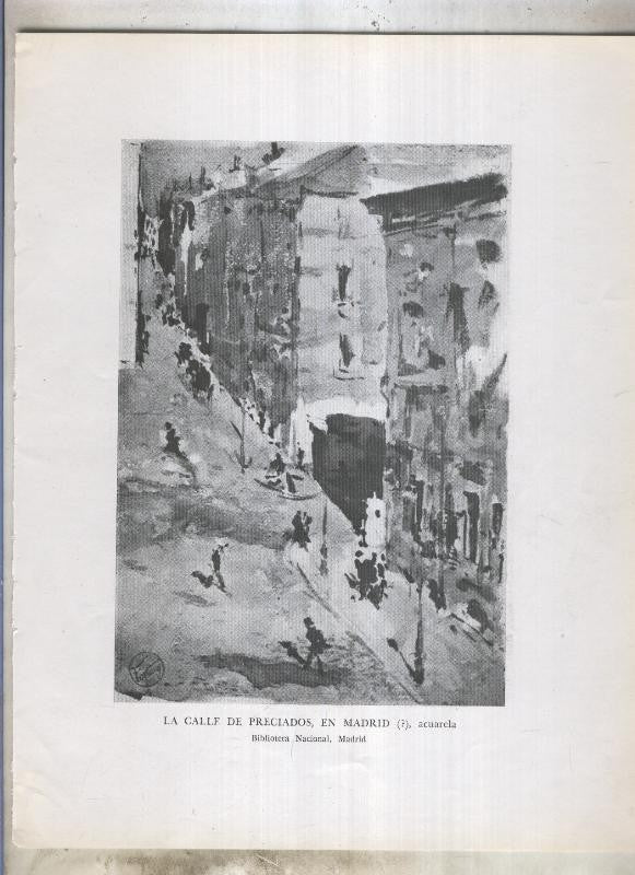 Mariano Fortuny numerado 07: La calle de Preciados en Madrid, acuarela