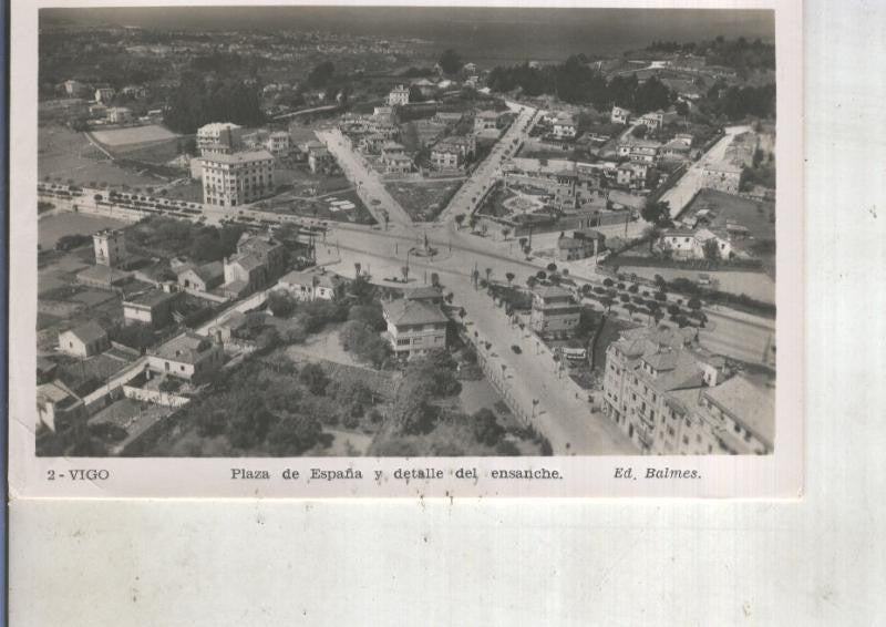 Postal 014064: Plaza de España y detalle del ensanche de Vigo