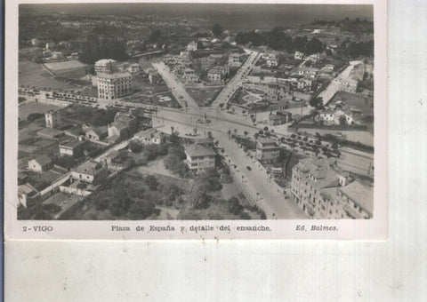 Postal 014064: Plaza de España y detalle del ensanche de Vigo