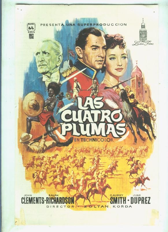 Poster ficha de cine: Las cuatro plumas (John Clements-Ralph Richardson)