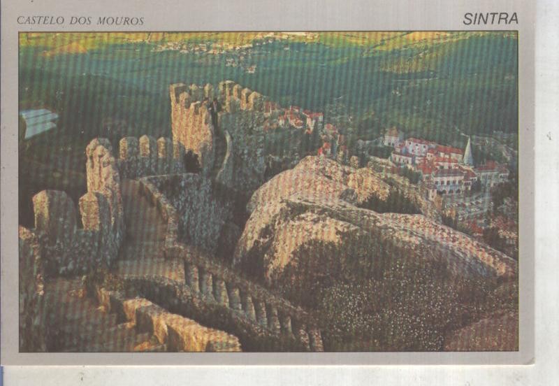Postal 014140: Vista de Sintra con el castillo dos Mouros, Portugal