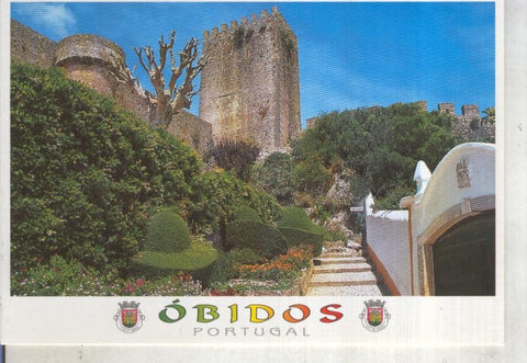 Postal 014158: Jardin de la torre de Menagem del Castillo de Obidos, Portugal