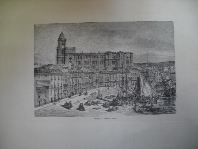 Lamina de Malaga: Catedral y puerto