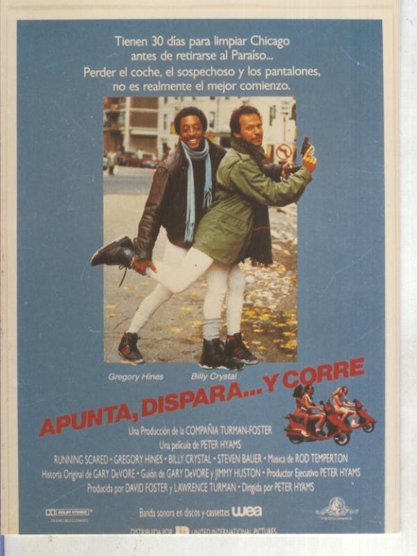 Foto cine 111: Apunta, dispara y corre ((Running Scared-Gregory Hines)