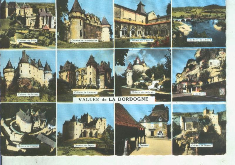 Postal 014477: Vistas varias de Vallee de La Dordogne, Francia