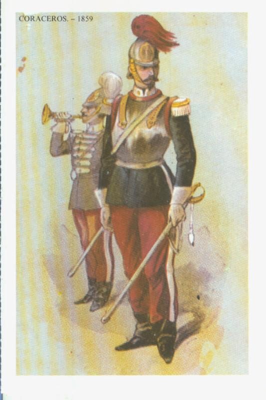 Postal 014548: Uniformes militares siglos XIX-XX: Coraceros 1859