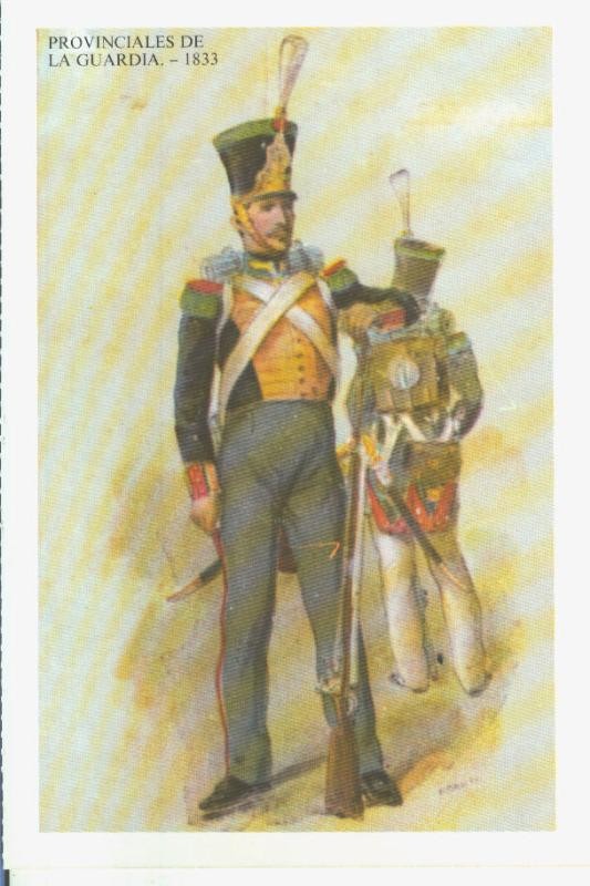 Postal 014558: Uniformes militares siglos XIX-XX: Provinciales de la guardia 1833