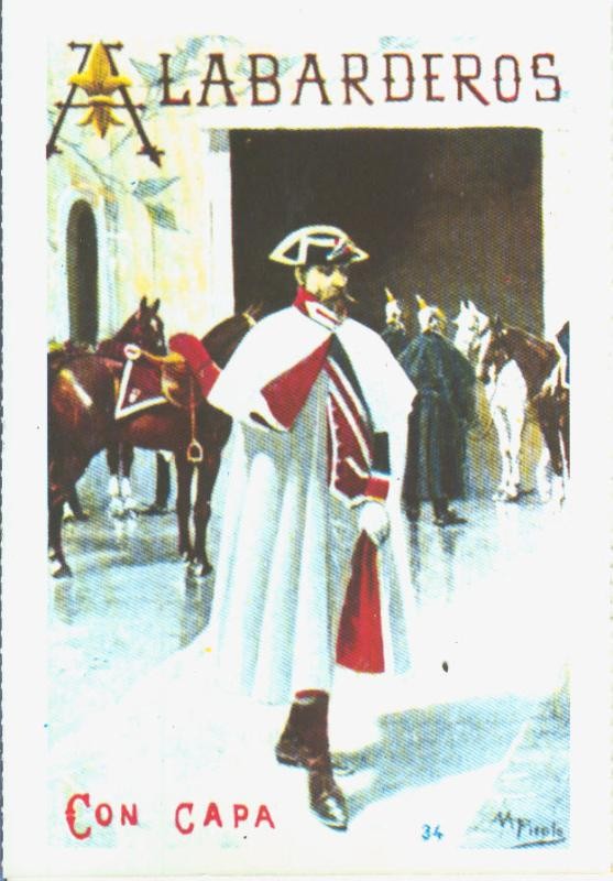 Postal 014560: Uniformes militares siglos XIX-XX: Alabarderos con capa