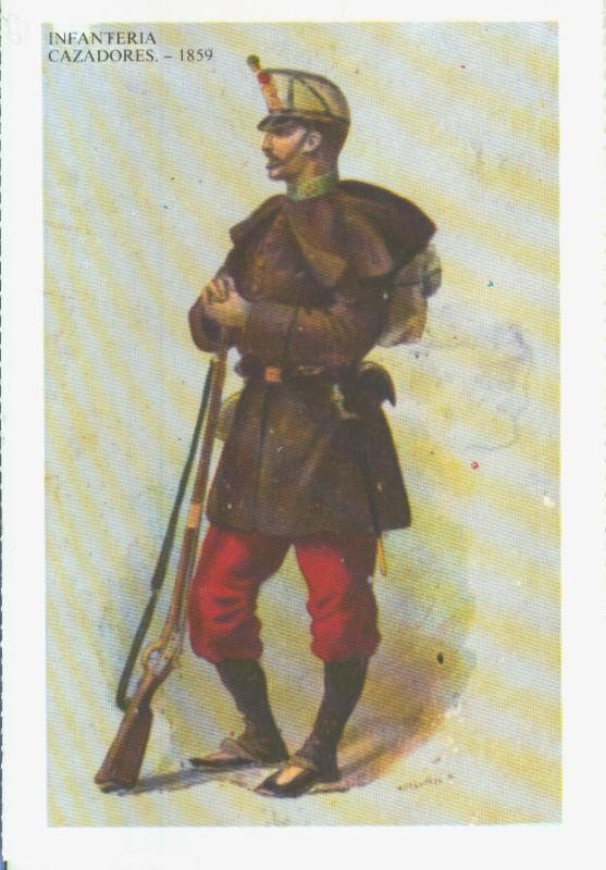 Postal 014563: Uniformes militares siglos XIX-XX: Infanteria cazadores 1859