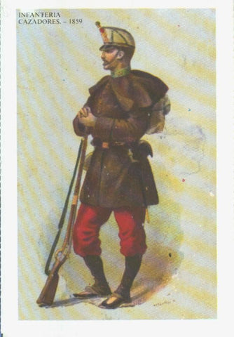 Postal 014563: Uniformes militares siglos XIX-XX: Infanteria cazadores 1859