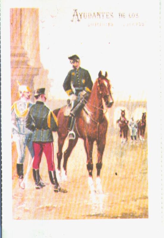 Postal 014567: Uniformes militares siglos XIX-XX: Ayudantes de los diferentes cuerpos