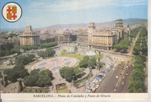 Postal 014778: Plaza de Cataluña de Barcelona con el paseo de Gracia