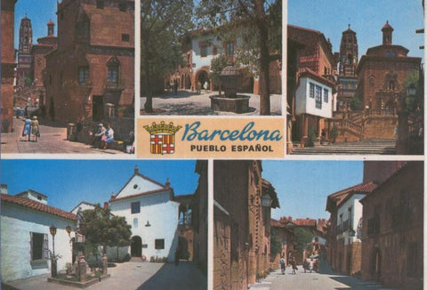 Postal 014788: vistas varias del pueblo español de Barcelona