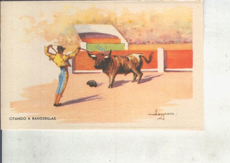 Postal 014817: artes del Toreo: Citando a banderillas