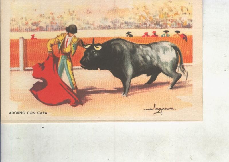 Postal 014828: artes del Toreo: Adorno con capa
