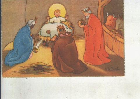 Postal 014830: Tarjeta Navidad: escena del nacimiento por Olañeta