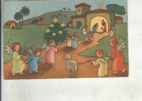 Postal 014831: Tarjeta Navidad: escena del nacimiento por Olañeta