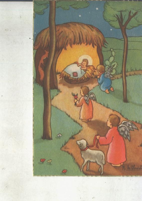 Postal 014835: Tarjeta Navidad: escena del nacimiento por Olañeta