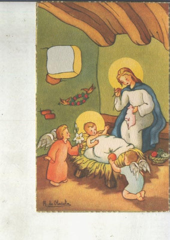Postal 014836: Tarjeta Navidad: escena del nacimiento por Olañeta