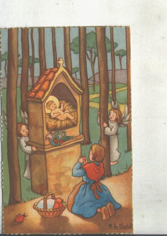 Postal 014837: Tarjeta Navidad: escena del nacimiento por Olañeta