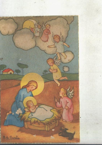 Postal 014838: Tarjeta Navidad: escena del nacimiento por Olañeta