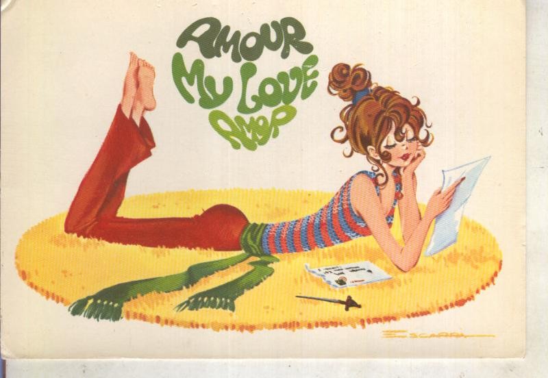 Postal 014899: Chica enamorada, ilustracion de Segarra