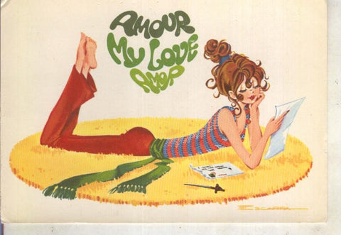 Postal 014899: Chica enamorada, ilustracion de Segarra