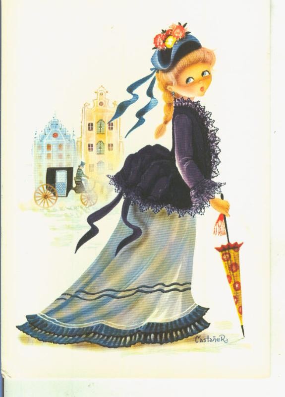 Postal 015005: Trajes de epoca ilustrado por Castañer