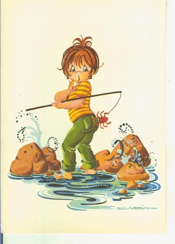 Postal 015016: Pescando ilustrado por Cegarra