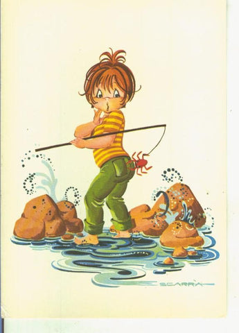 Postal 015016: Pescando ilustrado por Cegarra