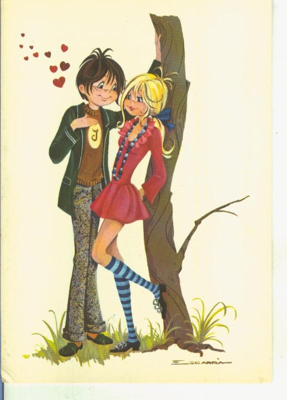 Postal 015020: pareja de enamorados ilustrado por Cegarra