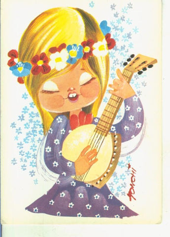 Postal 015028: Tocando la guitarra ilustrado por Tonchi
