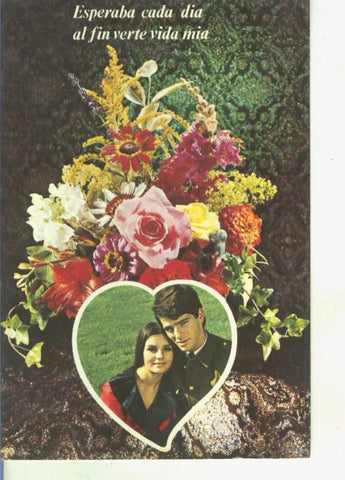 Postal 015046: pareja romantica con flores