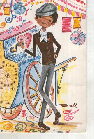 Postal 015055: Chulapon con organillo, ilustracion de Brell 