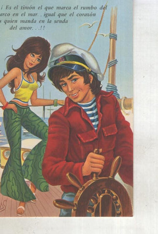 Postal 015060: Pareja en cubierta yate, ilustrado por Arias