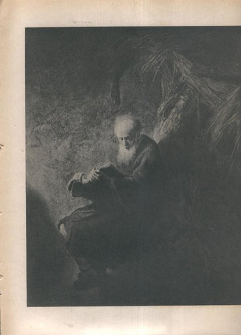 Rembrandt lamina 012: Eremita leyendo
